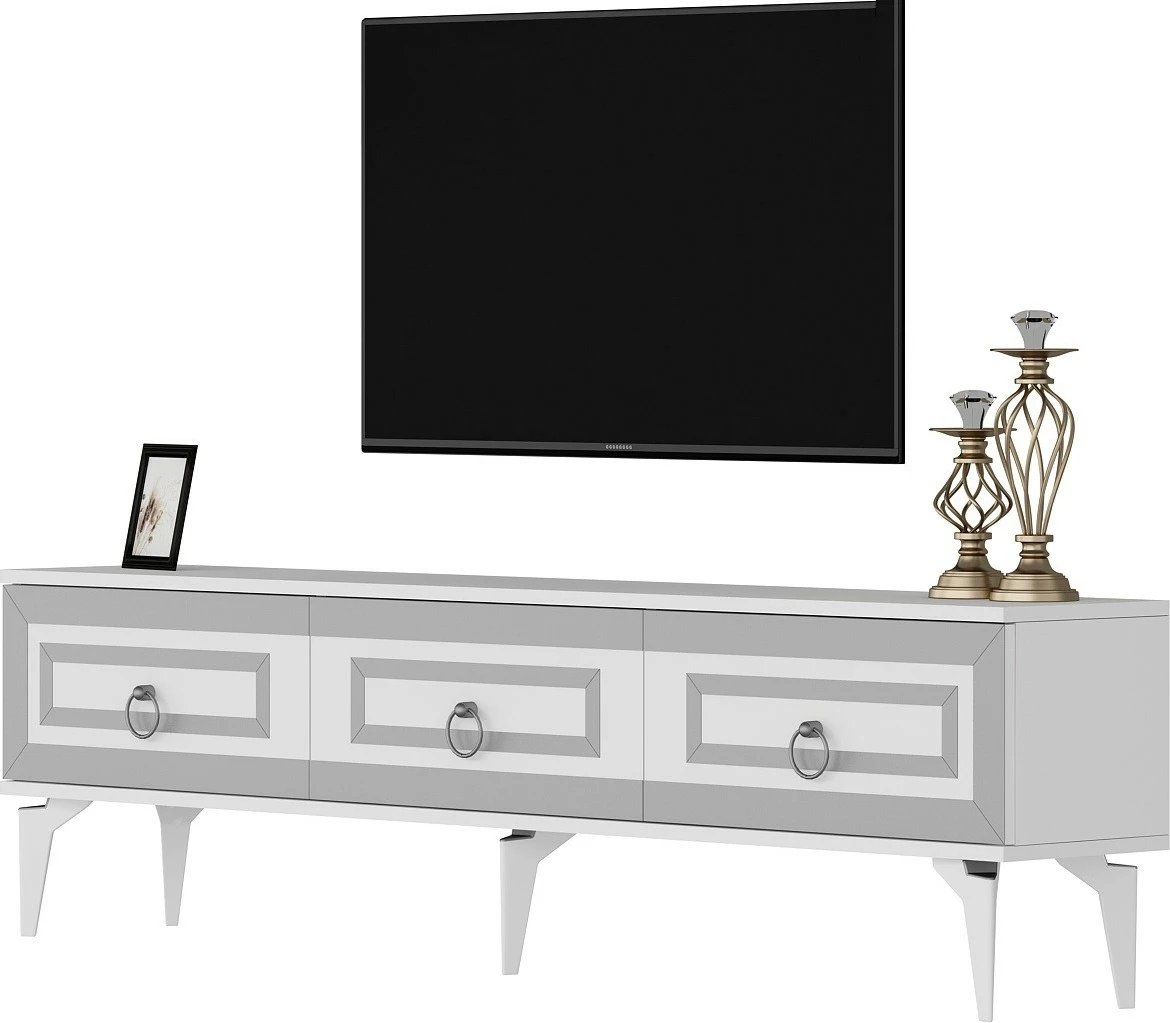 Komodë TV Hanah Home, Karya, e bardhë dhe argjend