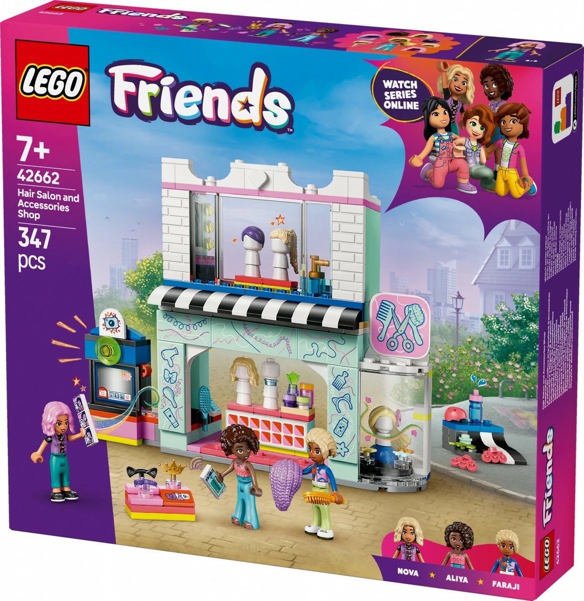 Set lodrash LEGO Friends 42662, Sallon flokësh dhe Dyqan aksesorësh, 347 pjesë, për fëmijë, shumëngjyrësh