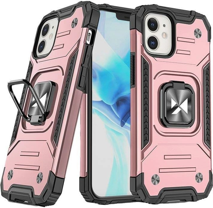 Mbështjellës Wozinsky Ring Armor për iPhone 14 Plus, me mbajtës gishti dhe qëndrim, Gold