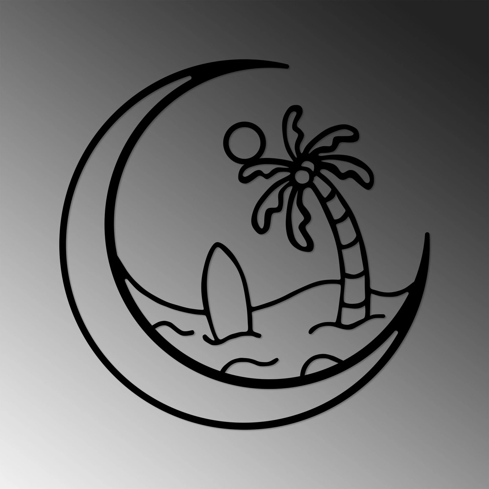 Aksesor dekorativ metalik për mur, Sea Sand Surf, 70x70cm