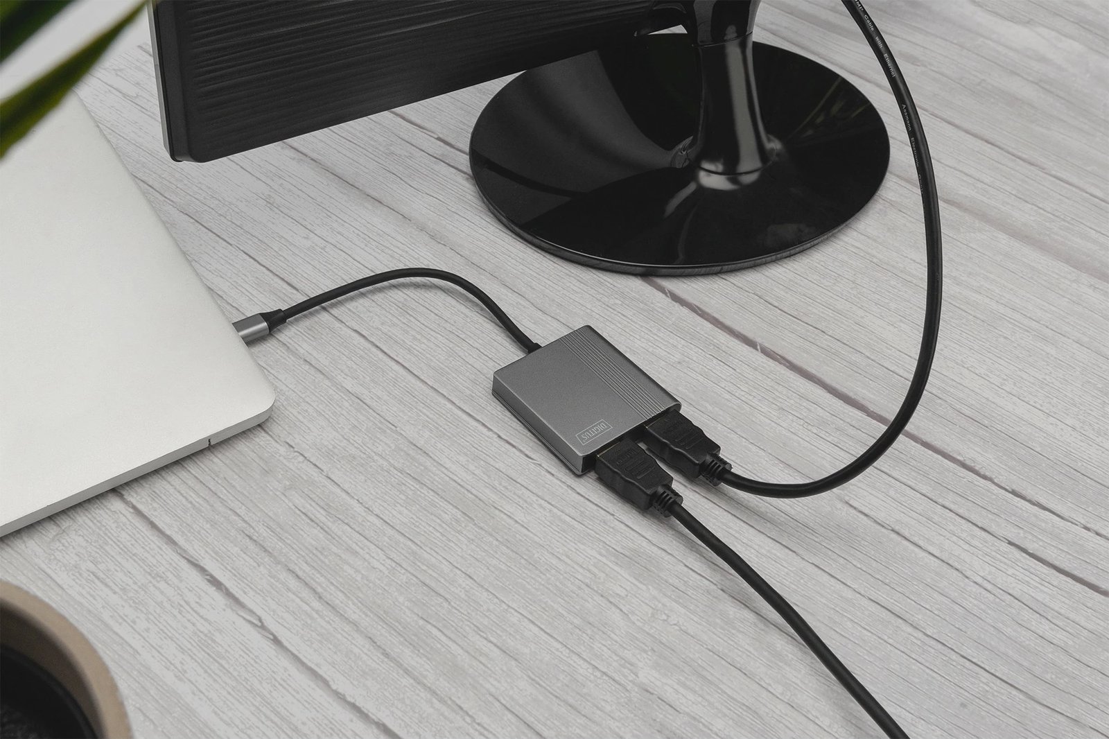 Adapter USB-C Digitus, 2x HDMI, 18cm, 4K/30Hz, alumini, argjendtë