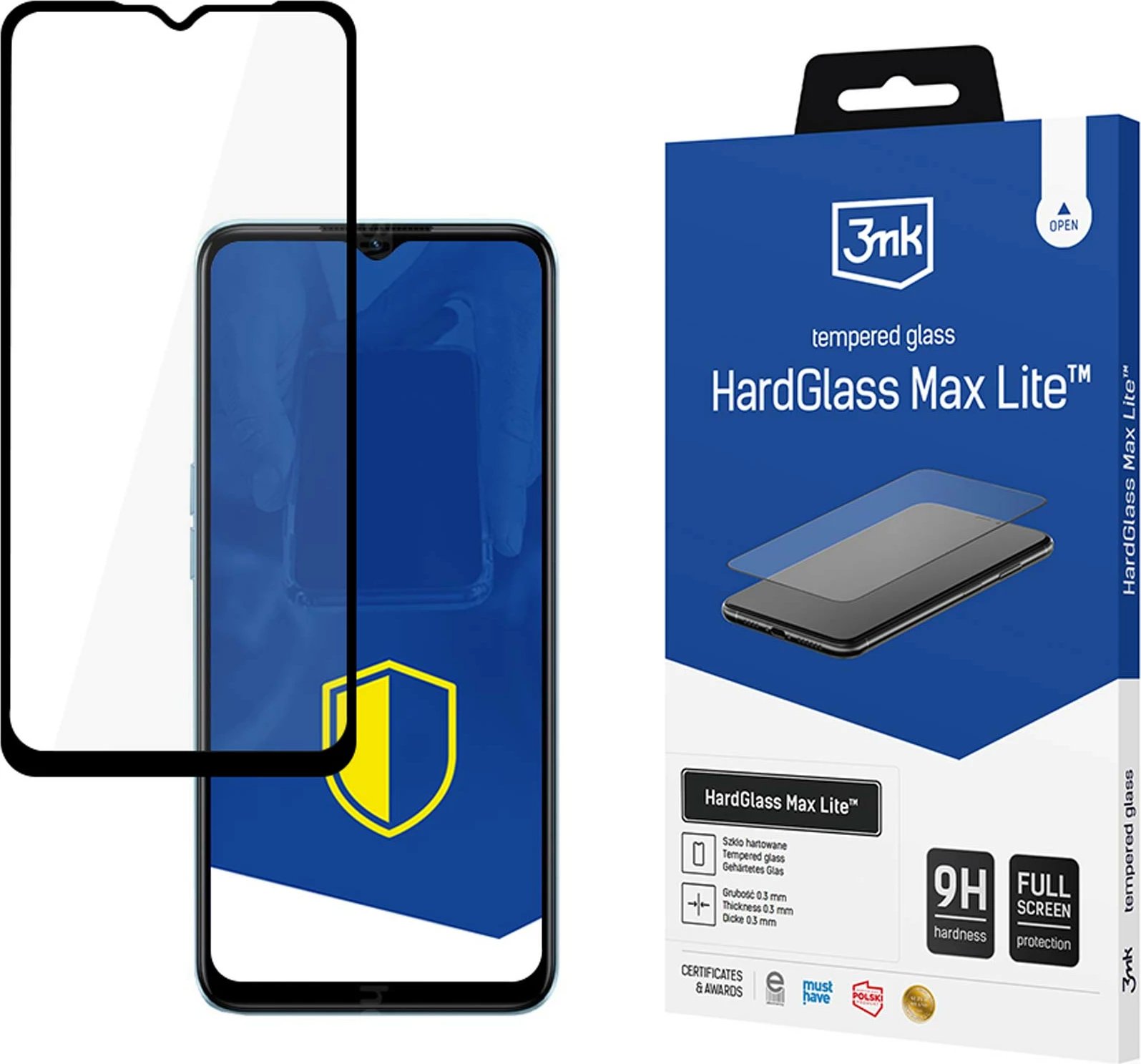 Xham i temperuar 3mk HardGlass Max Lite për Oppo A57 5G, i zi