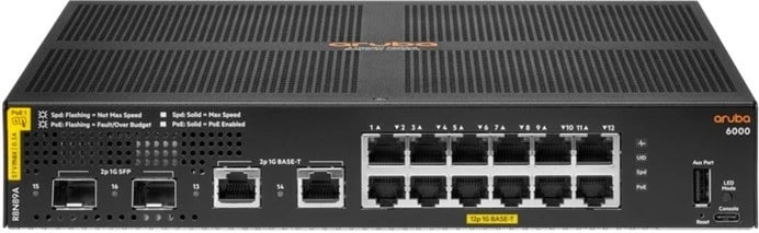 Switch Aruba Hewlett Packard Enterprise 6000 R8N89A, 12 porte, 2 SFP, pa ventilator, i zi