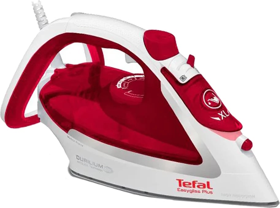 Hekur me avull, Tefal, Easygliss Plus FV5717E0, 2500W, 45 g/min avull, 195 g/min goditje, Durilium Airglide, e kuqe e bardhë