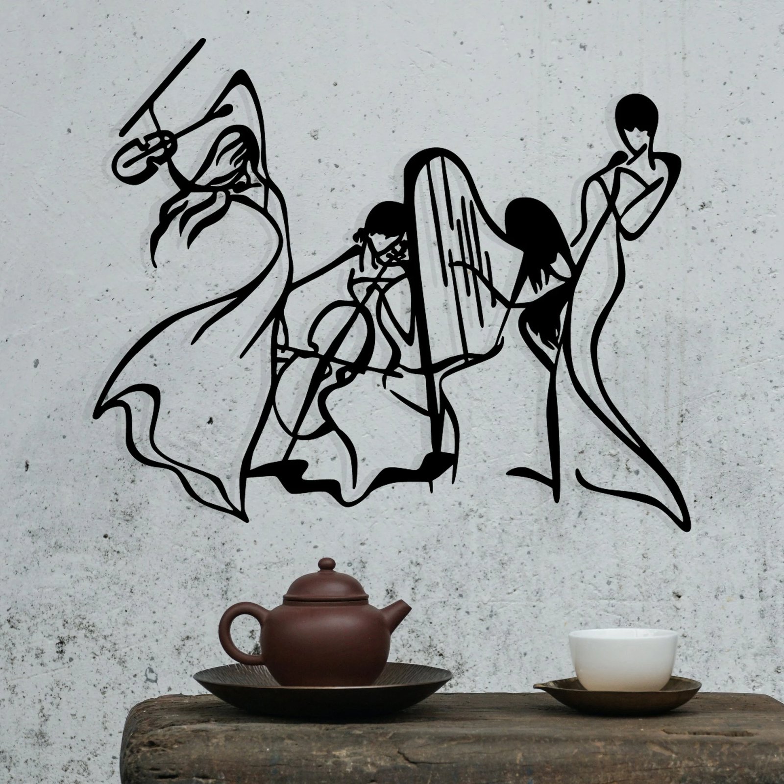 Aksesor dekorativ metalik për mur, Wallity Alba M, ngjyrë e zezë, 94x78cm