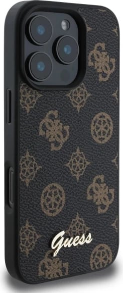 Mbështjellës Guess Peony Script MagSafe për iPhone 16 Pro Max, i zi