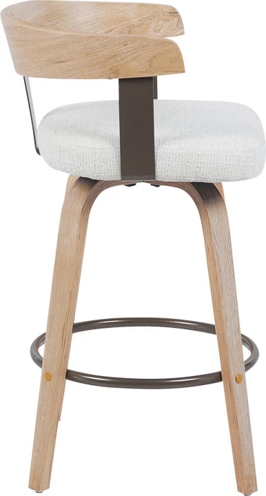 Karrige për bar rrotulluese Anesy, dru, metal, stof bezhë, 54x50x85cm