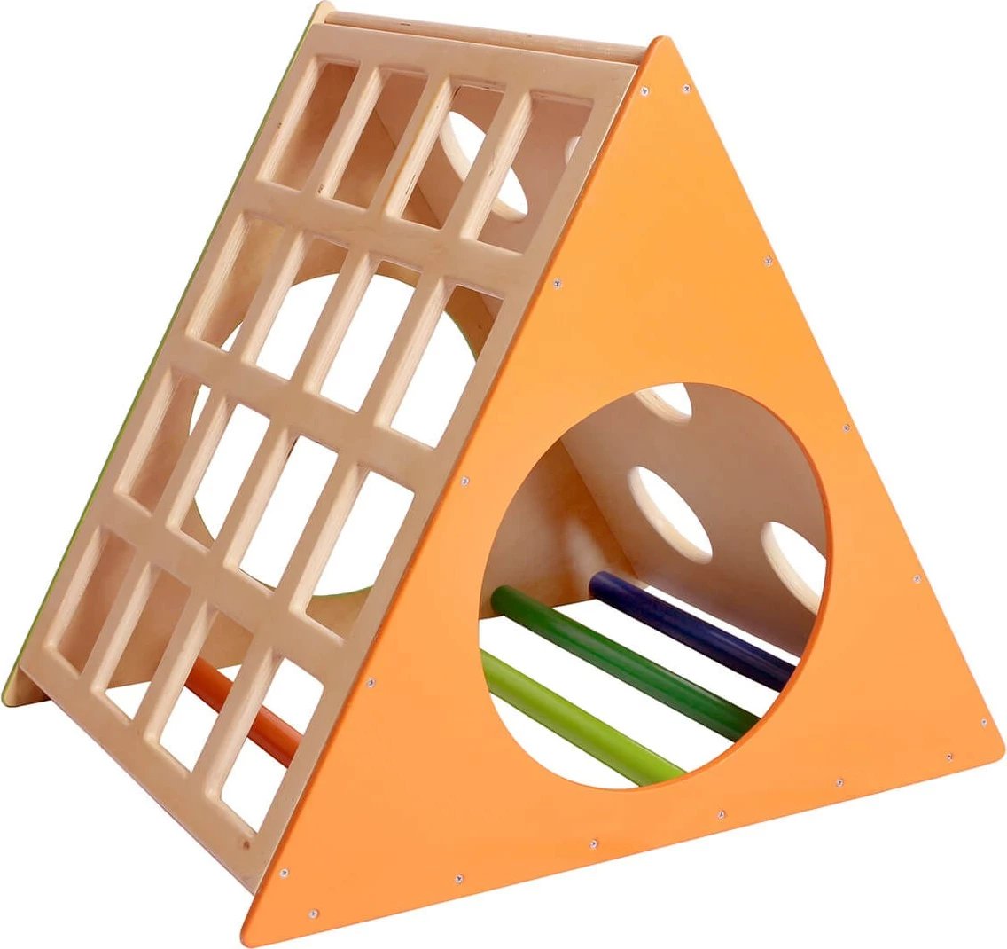Lodër druri për fëmijë, shumëngjyrëshe, Prisma dhe shkallë, Skye Decor