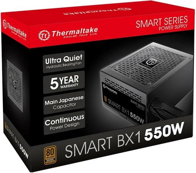 Kasë Thermaltake Smart BX1 550W, 80 PLUS Bronze, e zezë