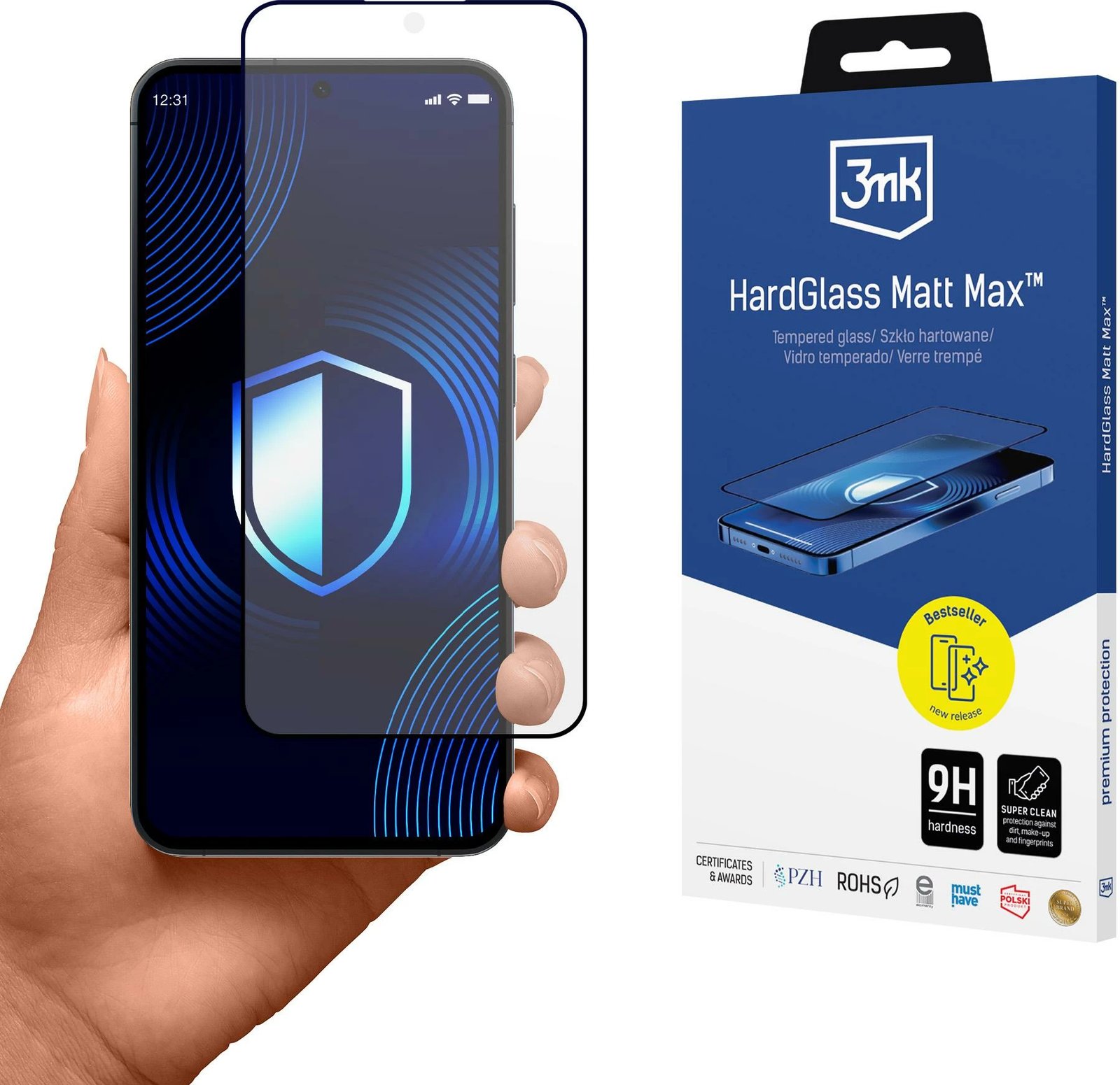 Xham i temperuar mat 3mk HardGlass Matt Max për Samsung Galaxy S25, gjysmë-transparent