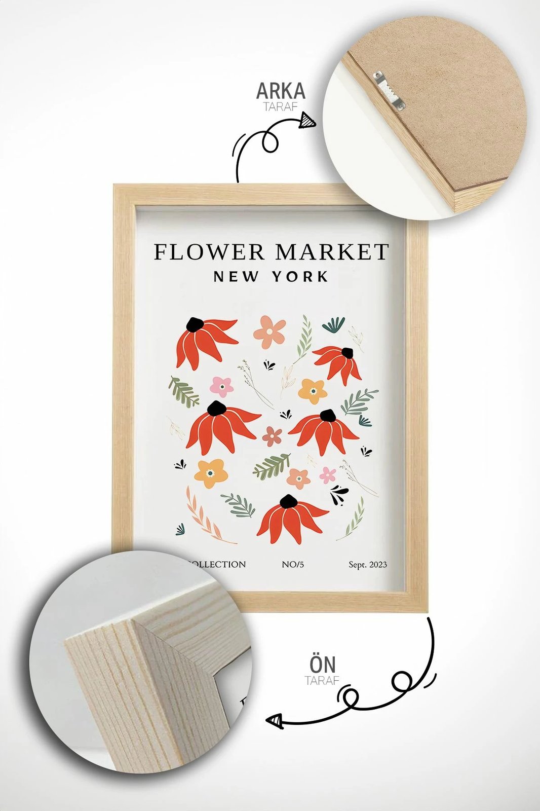 Set pikturash dekorative me kornizë, 3 copë, Wallity, Artvmodel20-Ahsap