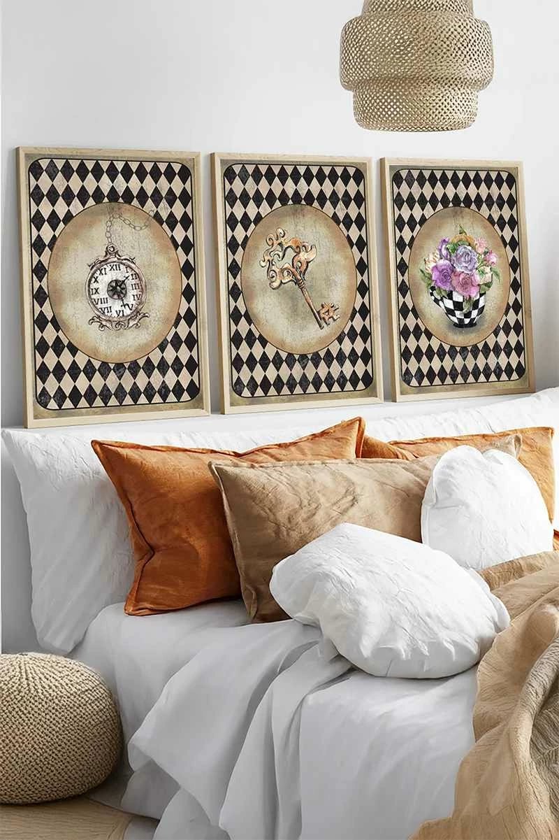 Pikturë dekorative me kornizë MDF (3 copë), Wallity, Huhu532, 20x30cm