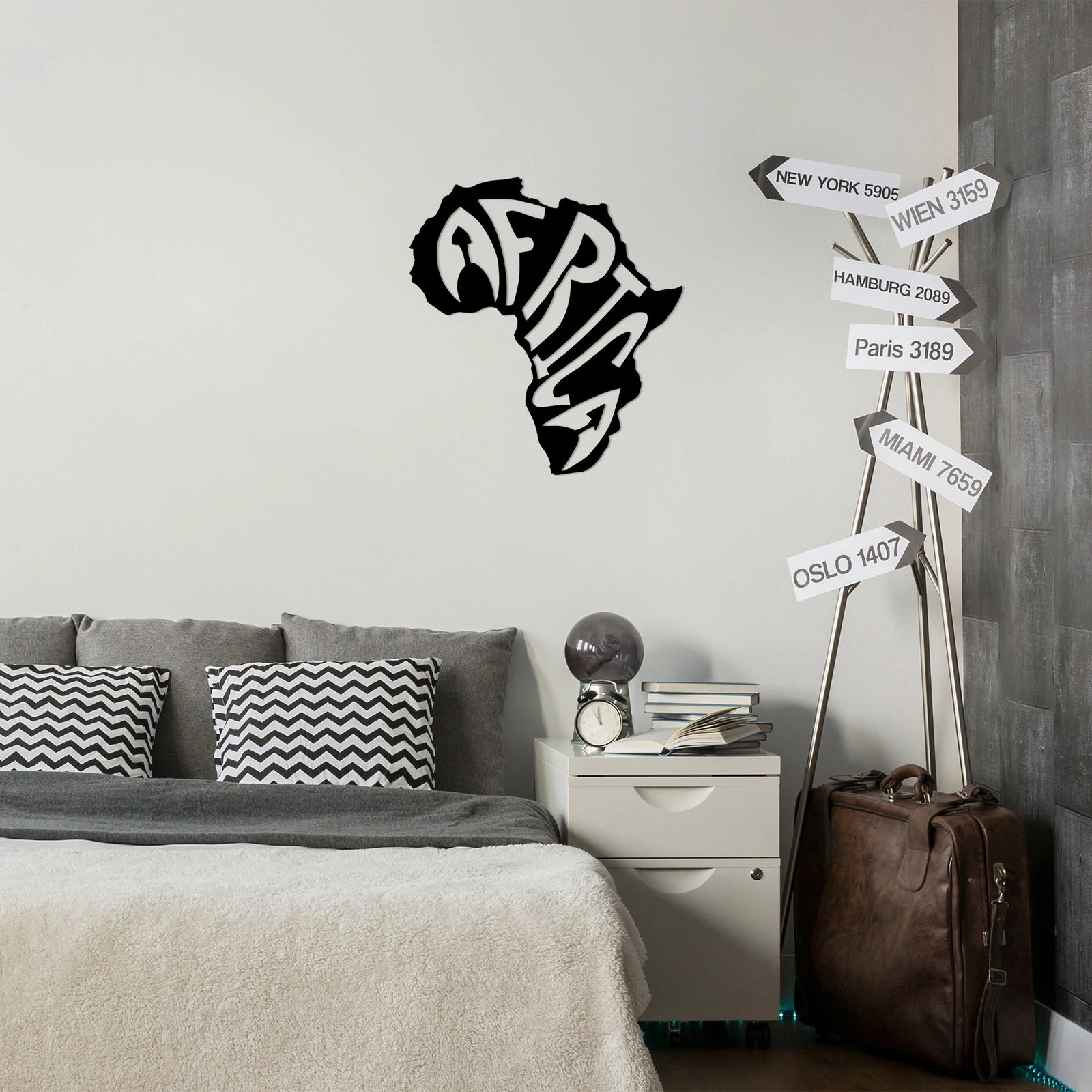 Aksesor dekorativ metalik për mur, Wallity, Afrika, 64x70cm