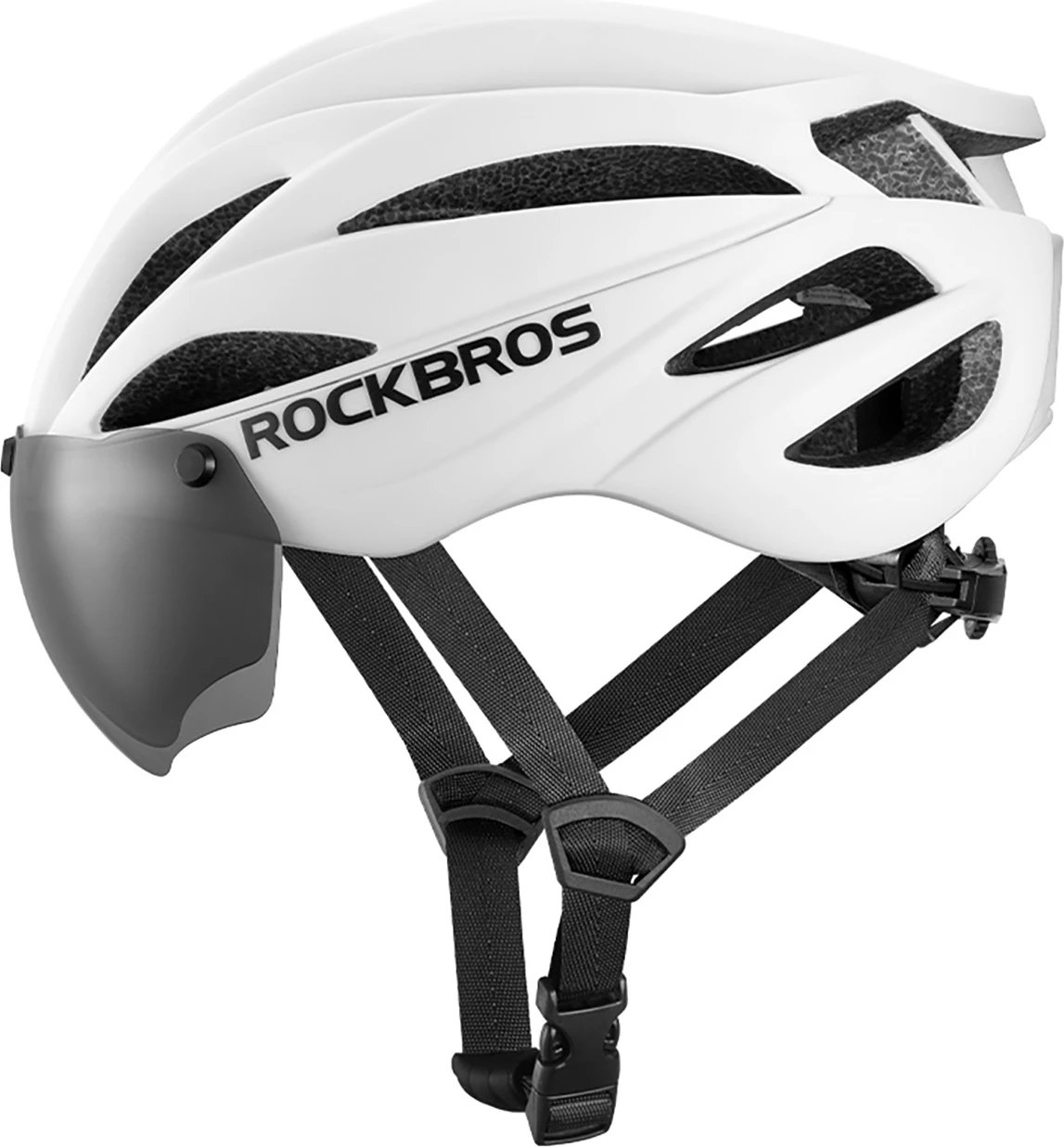 Helmetë biçiklete Rockbros 10110045005 me syze UV të ndashme, e bardhë, unisex