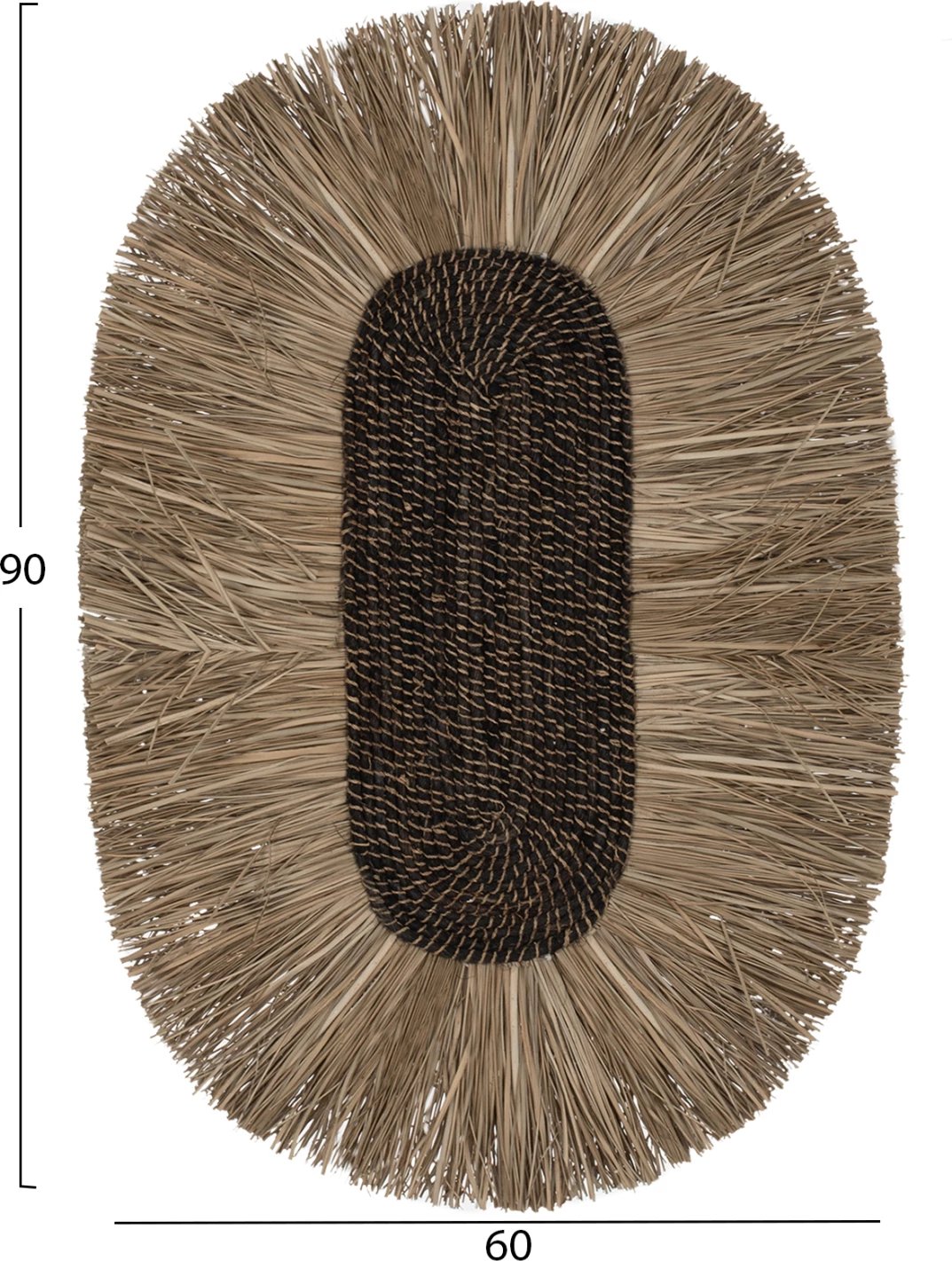 Dekor muri oval prej bari dhe fibrash abaka, ngjyrë natyrale, 60x5x90H cm, FH7795