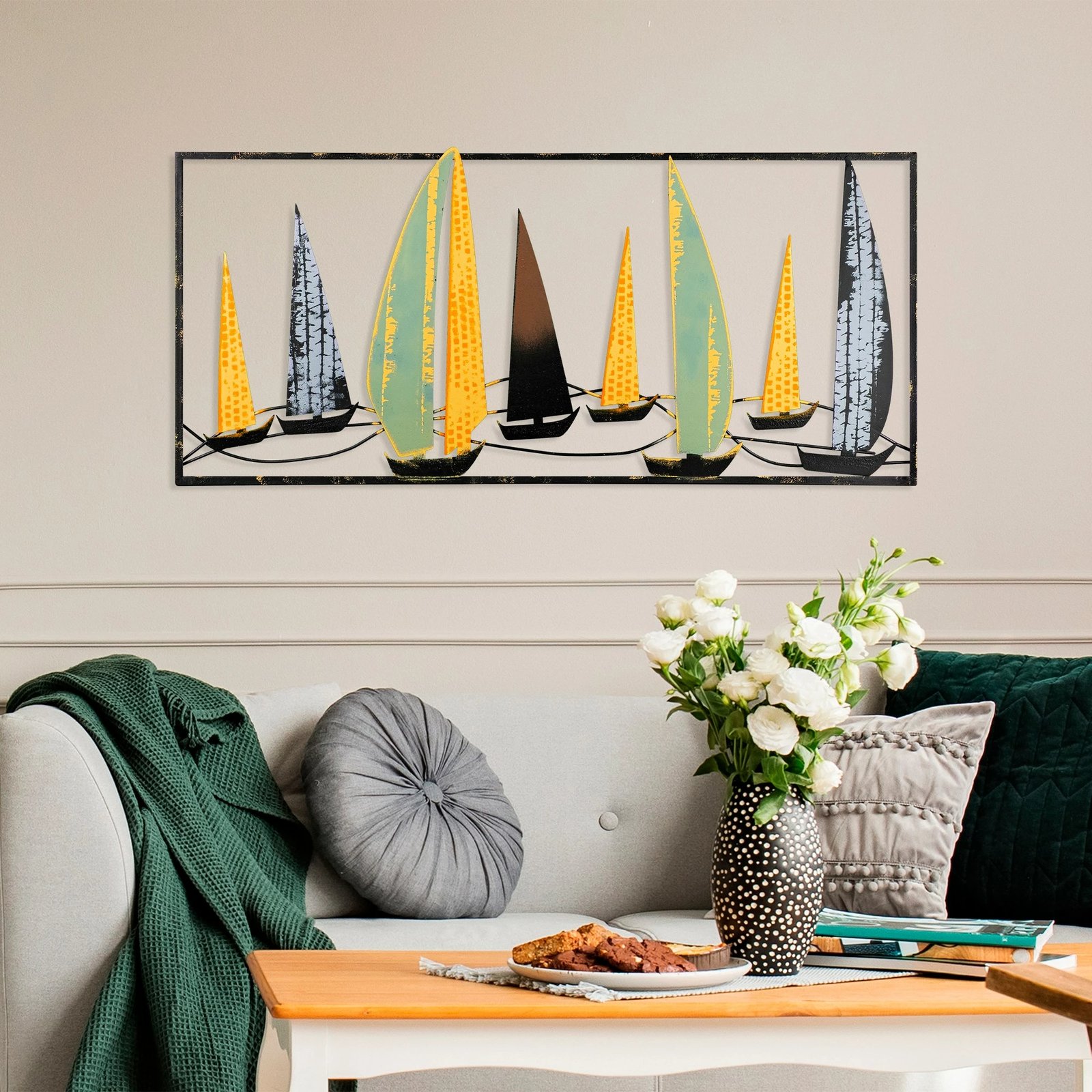 Aksesor muri dekorativ prej metali Wallity, Yelkenli 3