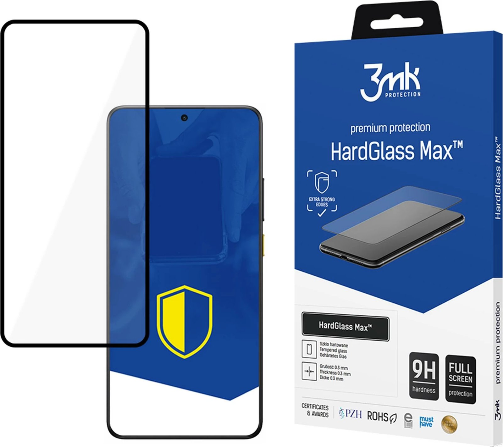 Xham i temperuar 3mk HardGlass Max për Xiaomi Poco X7 Pro, i zi