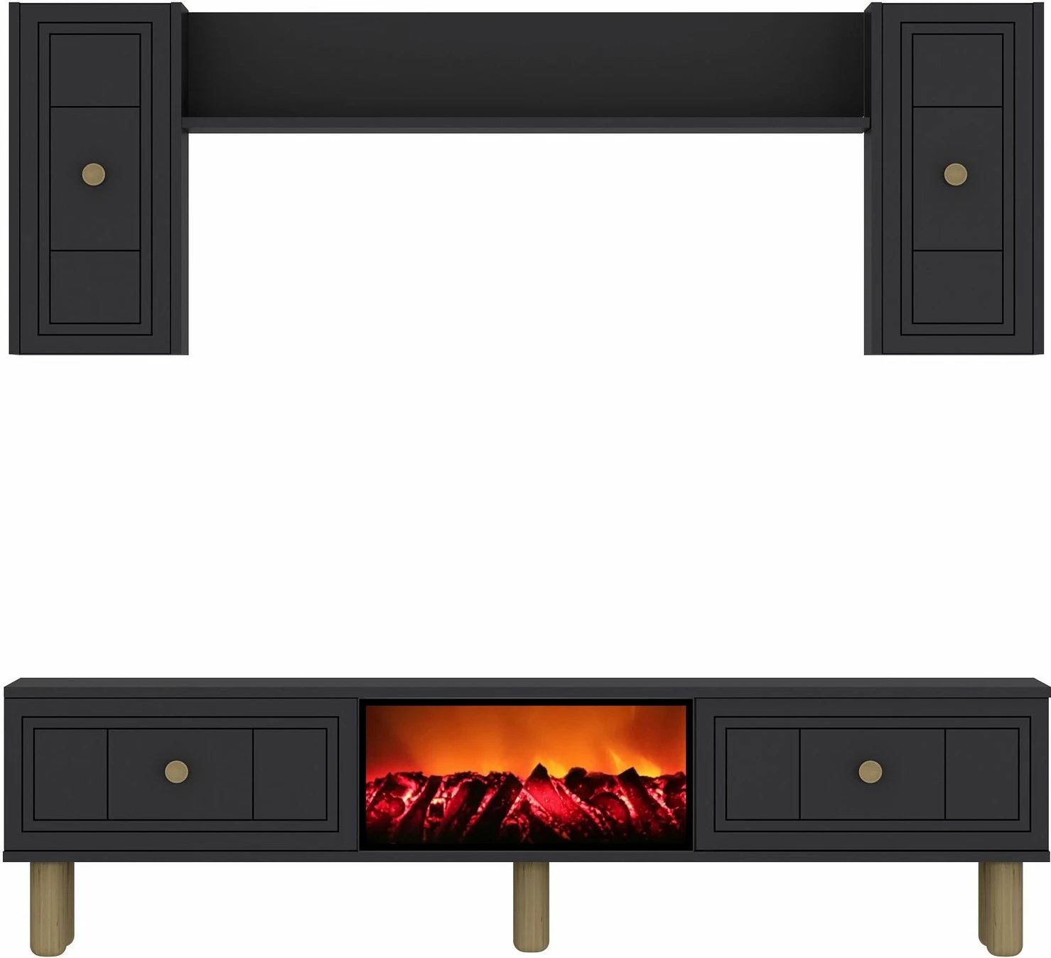 Komodë TV Skye Decor, Dario Bohem me oxhak dekorativ, ngjyrë antracit