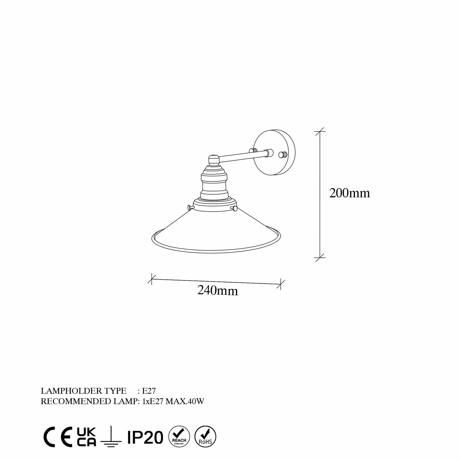 Llambë muri Opviq, formë konike, ngjyrë e zezë-antike, 24x27x20cm Llambë muri Opviq, formë konike, ngjyrë e zezë-antike, 24x27x20cm