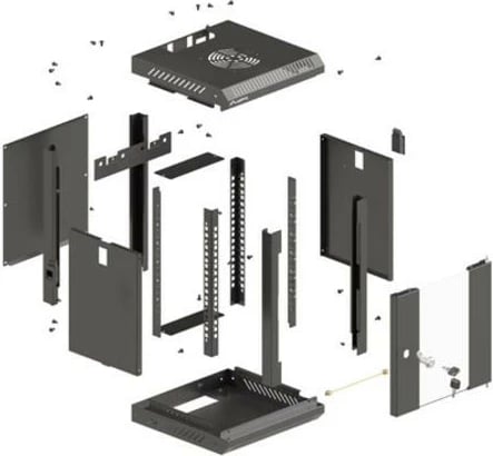 Kabinet RACK montim muri, Lanberg WF11-3306-10B, 10", 6U, 300x300 mm, derë xhami, IP20, ngjyrë e zezë