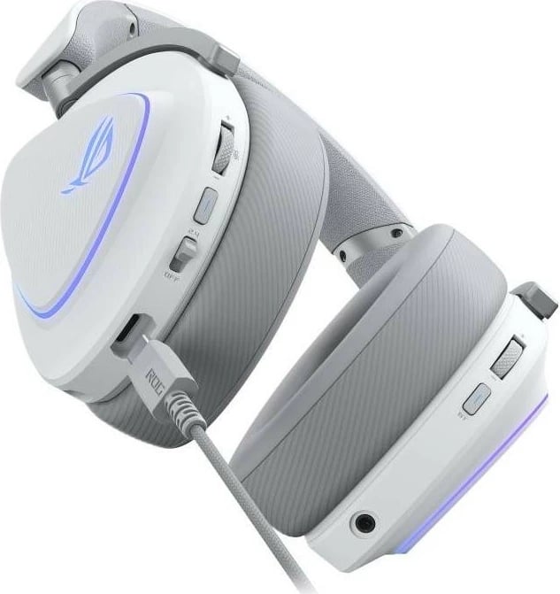Kufje Asus ROG DELTA II, on-ear, wireless/wired, të bardha