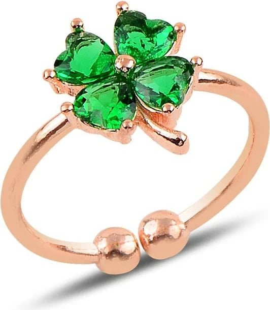 Unazë argjendi Jumeon, ngjyrë e gjelbër dhe ari rozë, SGTL10107