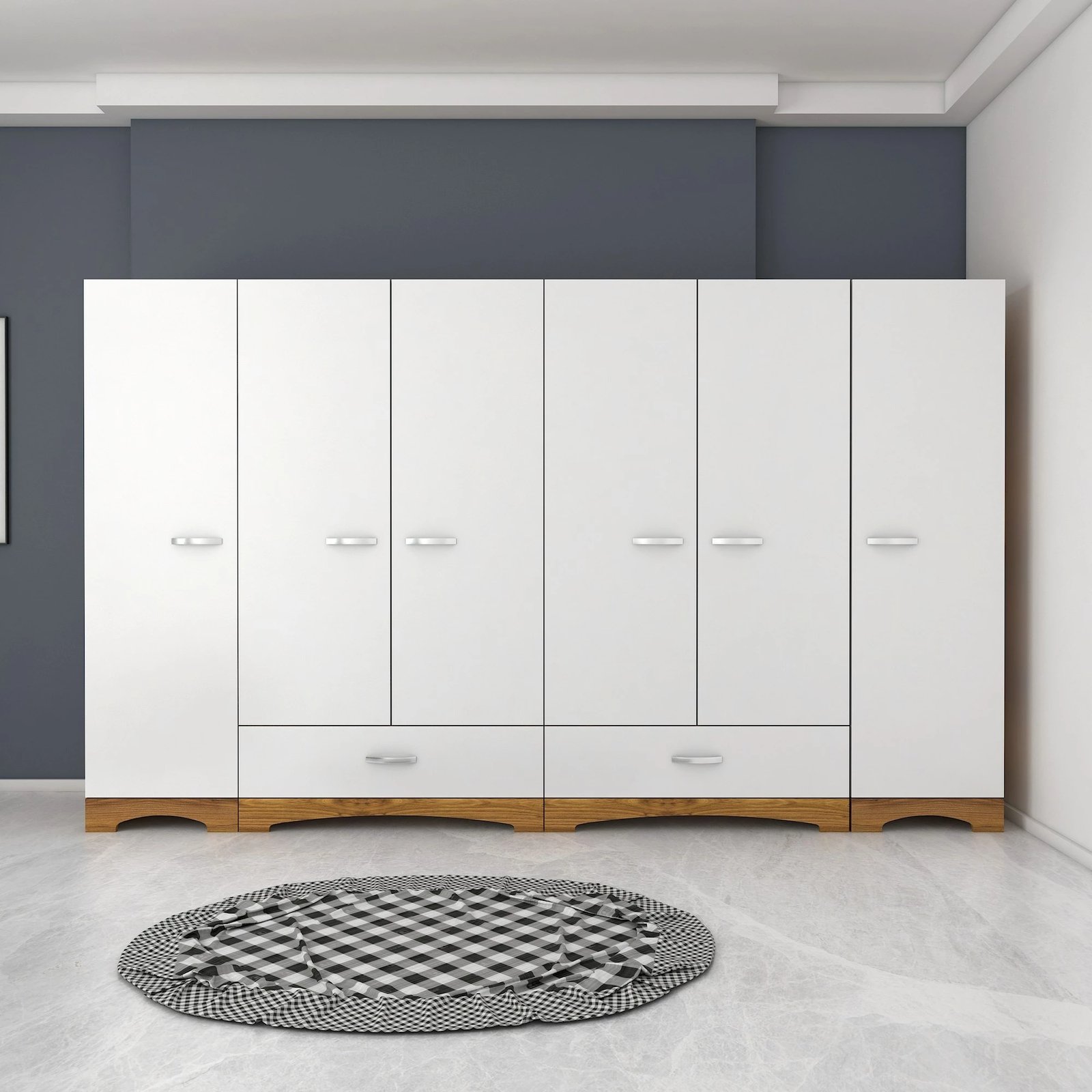 Dollap Hanah Home, F4 - 524, ngjyrë e bardhë dhe arre, 243x181x47.6cm