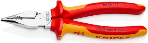 Pinca të holla Knipex 08 26 185, 185mm, dorezë portokalli/kuqe
