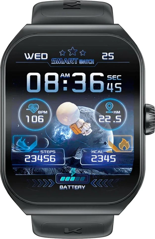 Smartwatch Kumi KU7, 1.96 inç, 250 mAh, e zezë