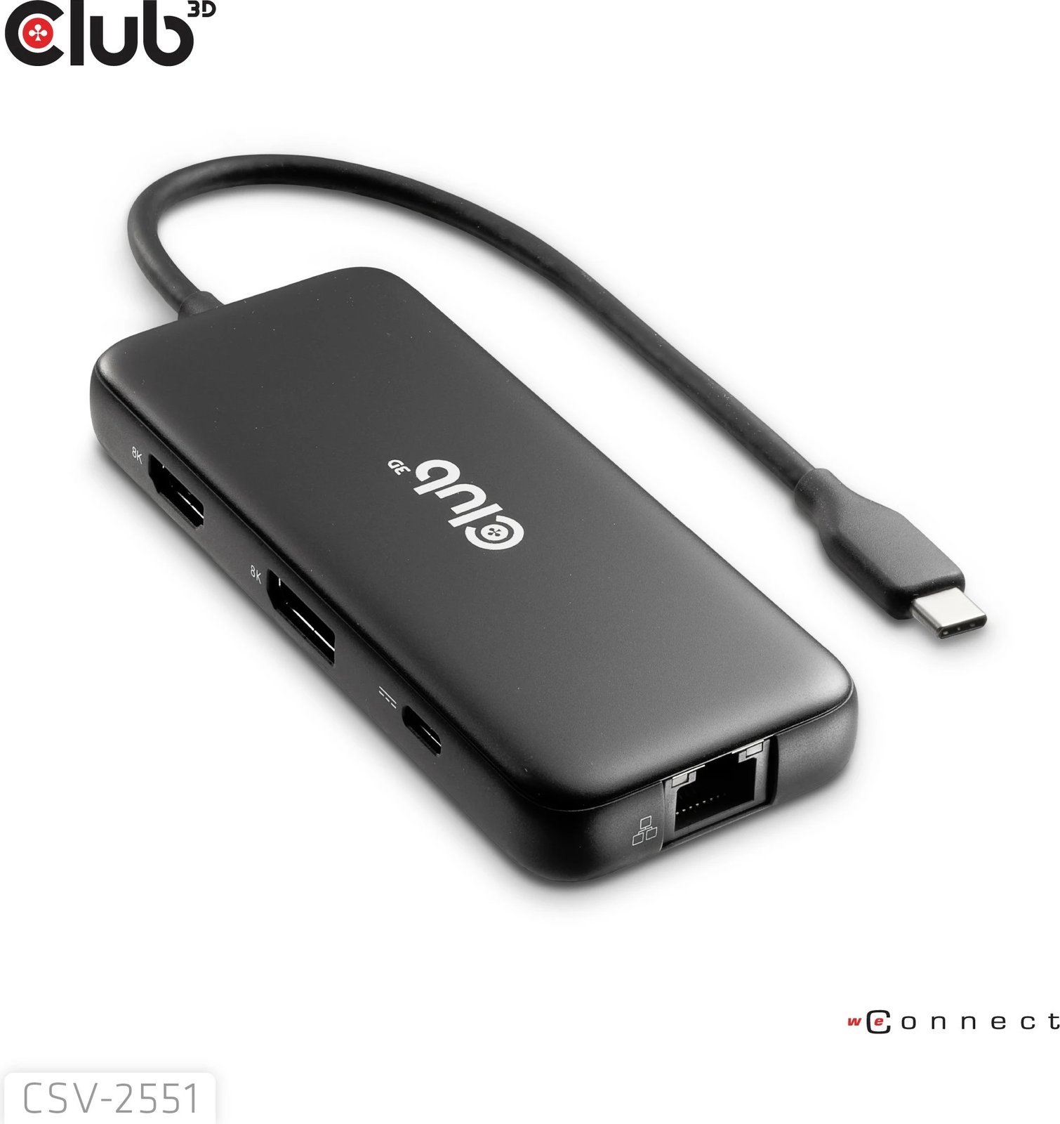 USB-C HUB Club3D CSV-2551, 8 porte, HDMI 8K, DP 8K, LAN, PD 100W