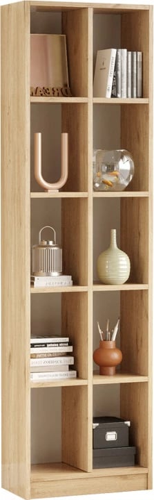 Raft librash 10-vendësh, ngjyrë natyrale, 51.1x25.4x180cm