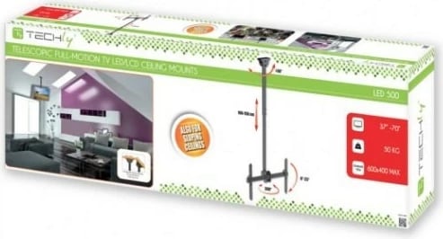 Mbajtëse tavani për TV/monitor Techly 309357, për LCD/LED 37-70 inç, 50kg, e zezë Mbajtëse tavani për TV/monitor Techly 309357, për LCD/LED 37-70 inç, 50kg, e zezë