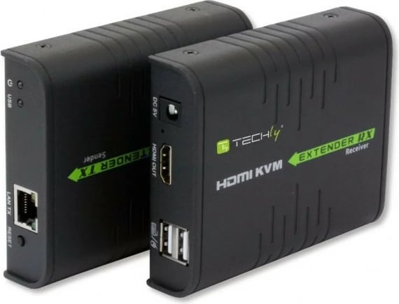 Adapter HDMI + USB Techly 028214, KVM Extender, 120m, i zi, set Adapter HDMI + USB Techly 028214, KVM Extender, 120m, i zi, set