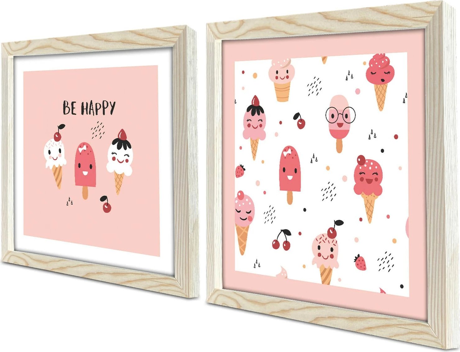 Pikturë dekorative me kornizë MDF (2 copë), Wallity, 2P3333KCT-010, rozë dhe e bardhë