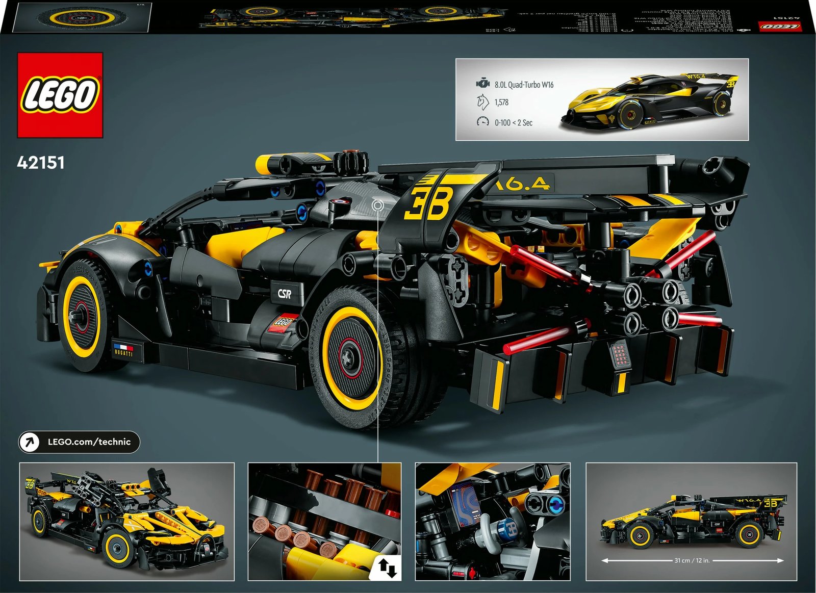 Set ndërtimi LEGO Technic Bugatti Bolide, 905 pjesë, plastikë, shumëngjyrësh Set ndërtimi LEGO Technic Bugatti Bolide, 905 pjesë, plastikë, shumëngjyrësh