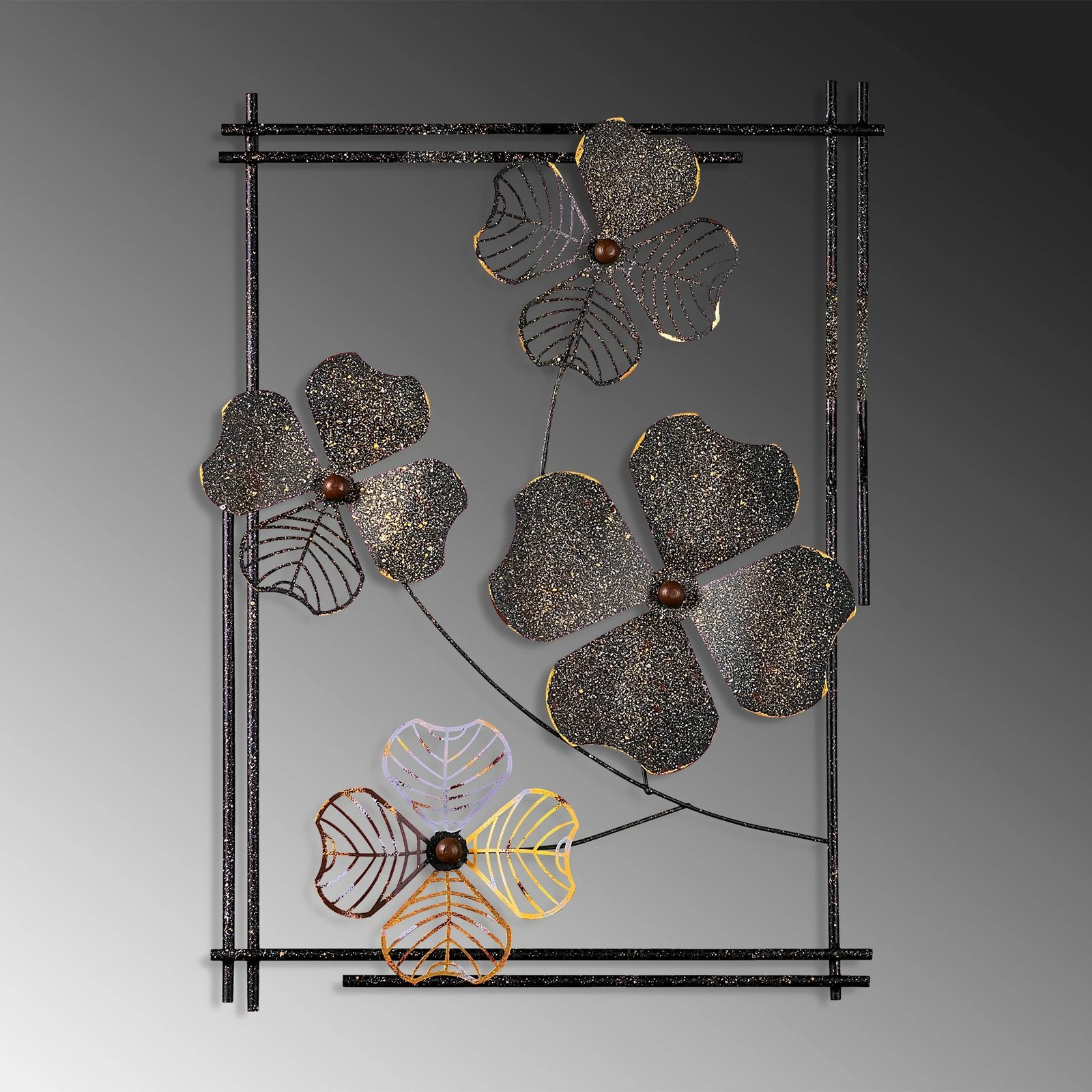 Aksesor dekorativ metalik për mur, Wallity, Weinan 2, shumëngjyrësh, 50x70x4cm