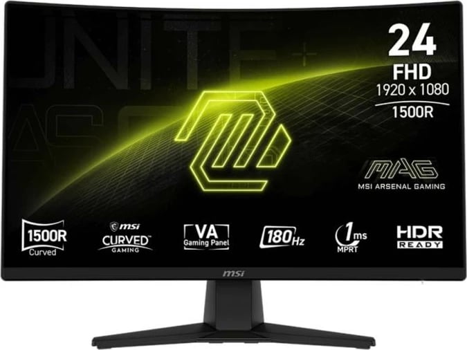 Monitor MSI MAG 242C 24" FHD 180Hz 1ms VA i lakuar 1500R, e zezë