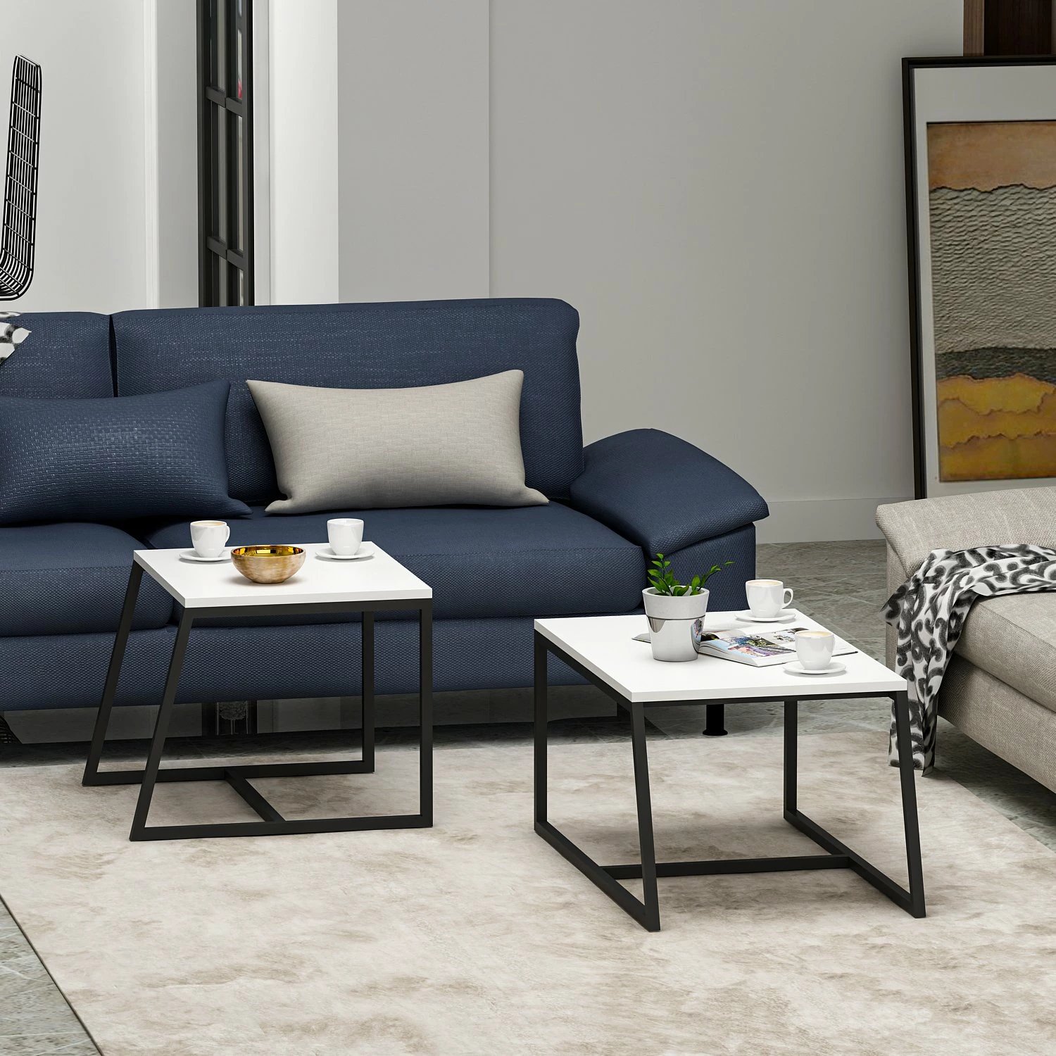 Tavolinë kafeje Hanah Home, minimaliste, e bardhë