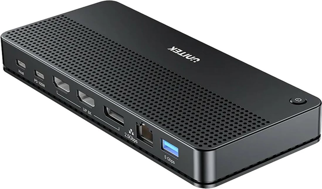 Kasë Unitek D1104A01, 13-në-1, USB-C Docking Station, HDMI 2.1, DP 2.0, RJ45, 10Gbps, Gri