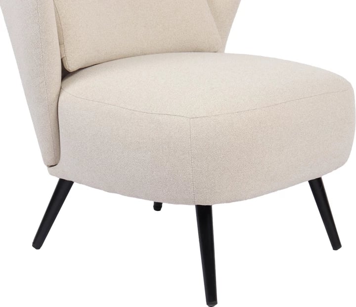 Fotel Nagreta, material krem, këmbë metalike të zeza, 77x73x74cm