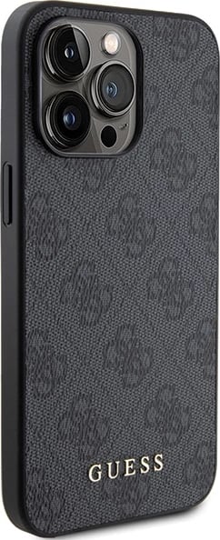 Mbështjellës Guess 4G Metal Gold Logo për iPhone 15 Pro Max, Gri