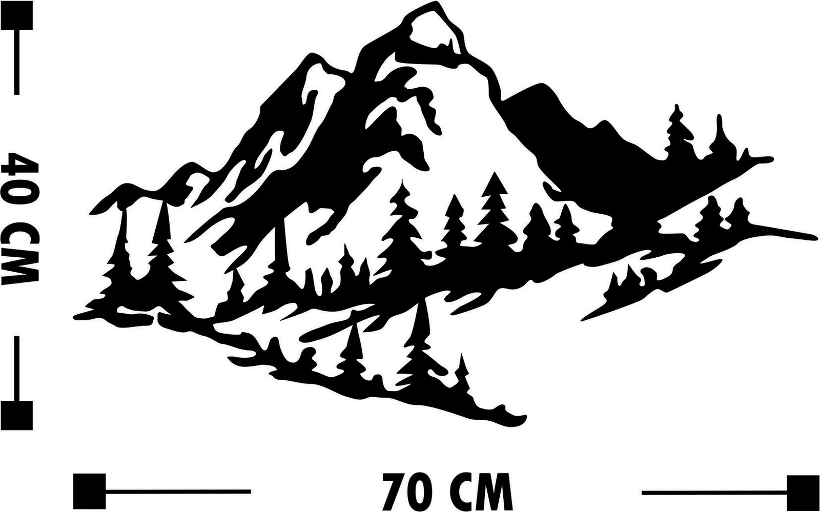 Aksesor dekorativ muri prej metali, Wallity, Mountain 2, ngjyrë e zezë, 40x70cm