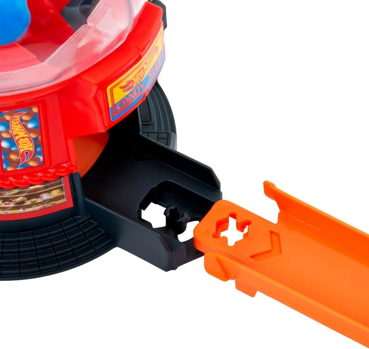 Set pistë veturash Hot Wheels City Shop Bubble Gum me makinë lodër 1:64, shumëngjyrëshe