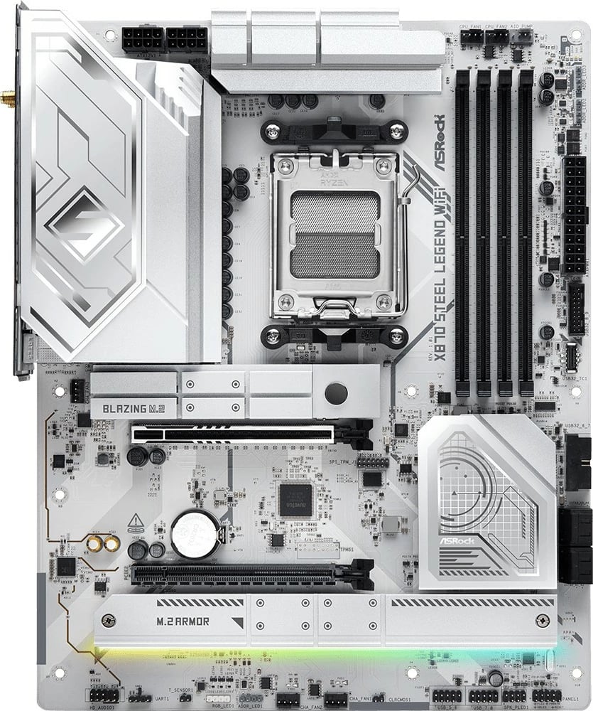 Pllakë amë ASRock X870 STEEL LEGEND WIFI, Socket AM5, ATX, 4x DDR5, Wi-Fi 7, e bardhë