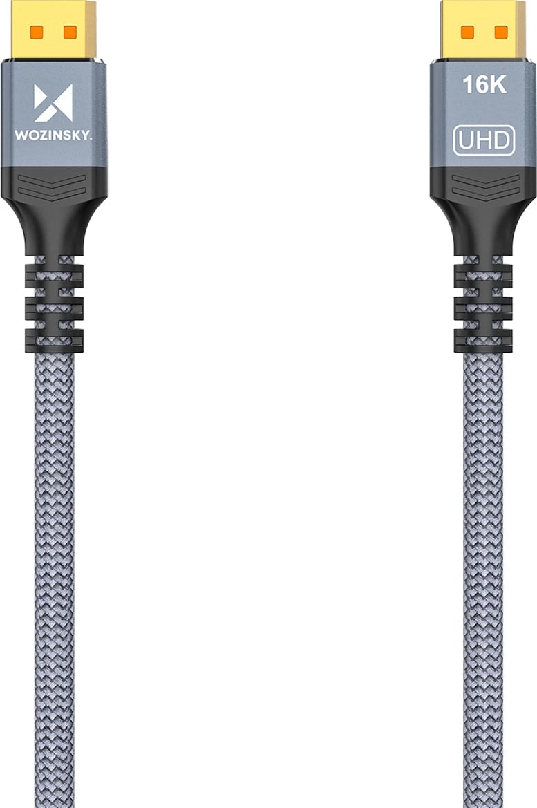 Kabllo DisplayPort 2.1, Wozinsky, WPS-16AYL2S, 80 Gb/s, 16K@60Hz, 2 m, gri