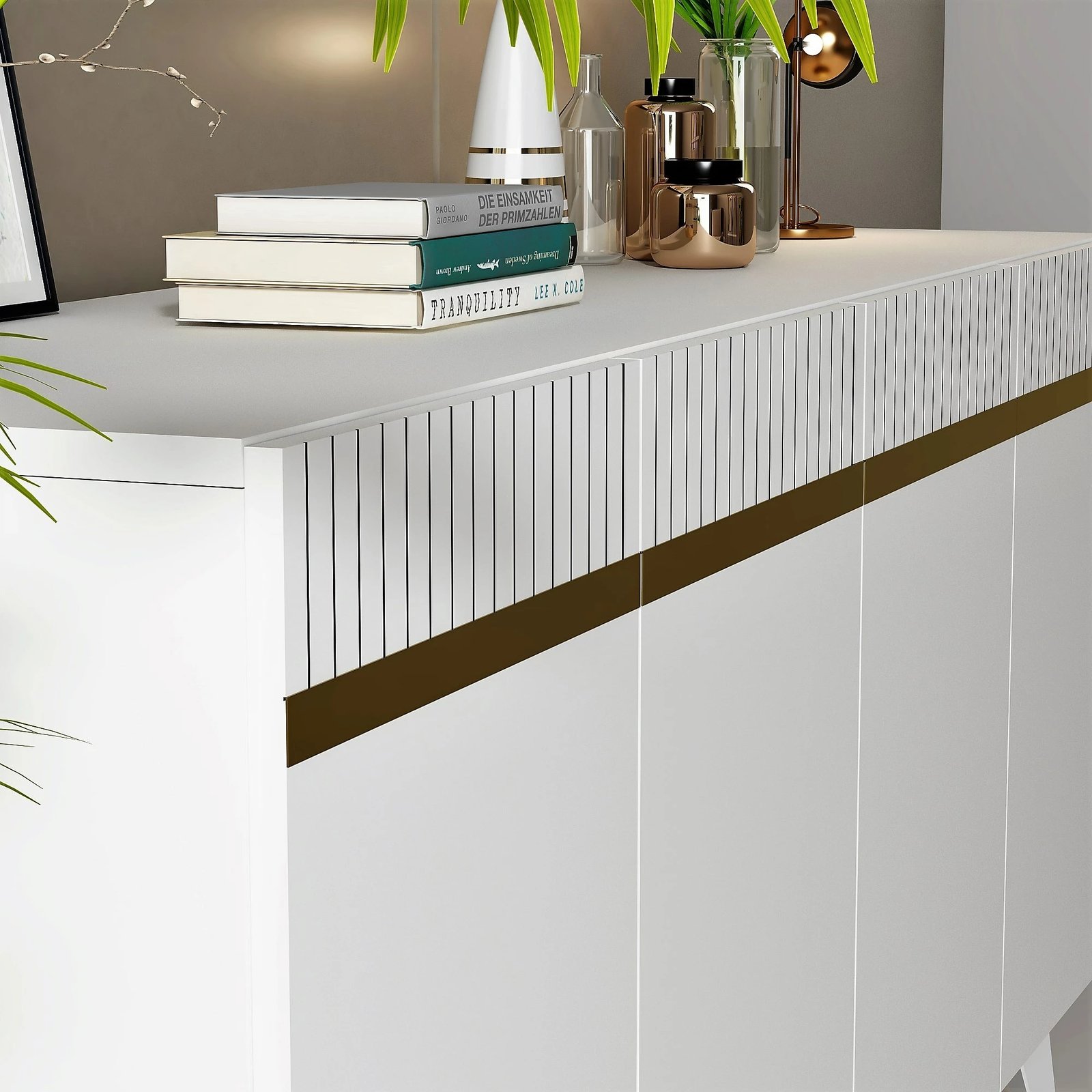 Konsolë Skye Decor, ngjyrë e bardhë dhe ari, Defne