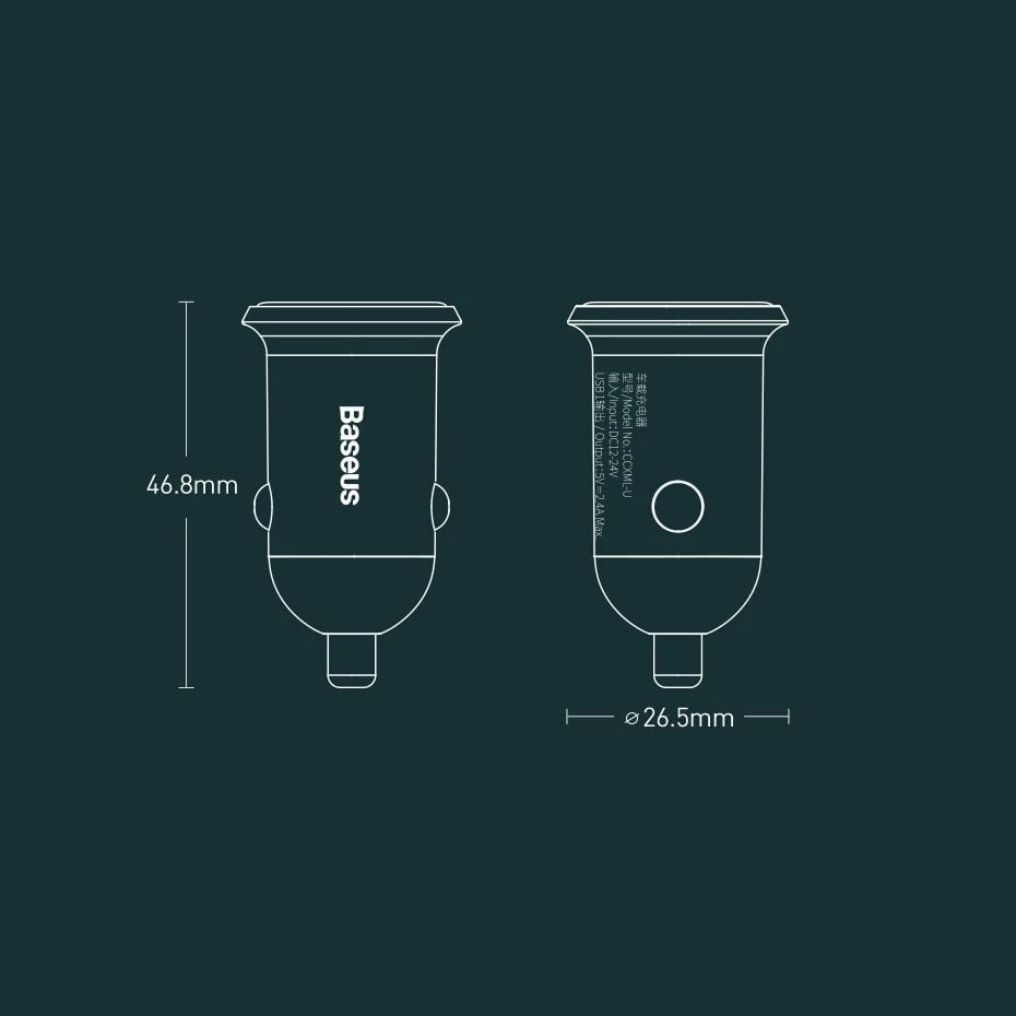 Karikues veture Baseus Grain Pro CCALLP-02, 2x USB-A, 4.8A, Bardhë
