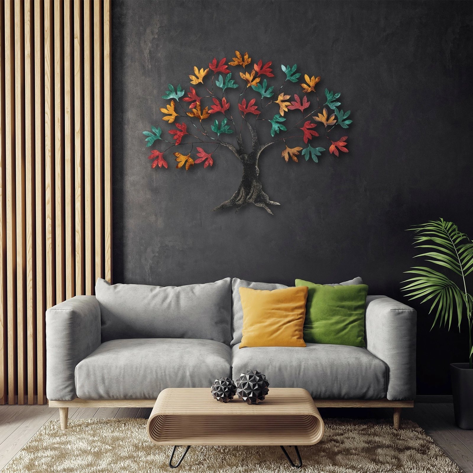 Aksesor dekorativ metalik për mur, Wallity Yggdrasil, shumëngjyrësh
