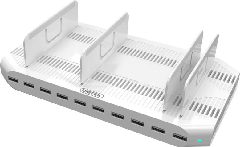 Stacion karikimi Unitek Y-2172, 10 porta USB, 96W, Bardhë