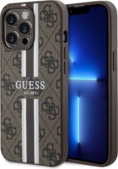 Mbështjellës Guess GUHMP13XP4RPSW për iPhone 13 Pro Max 6.7", hardcase, MagSafe, kafe